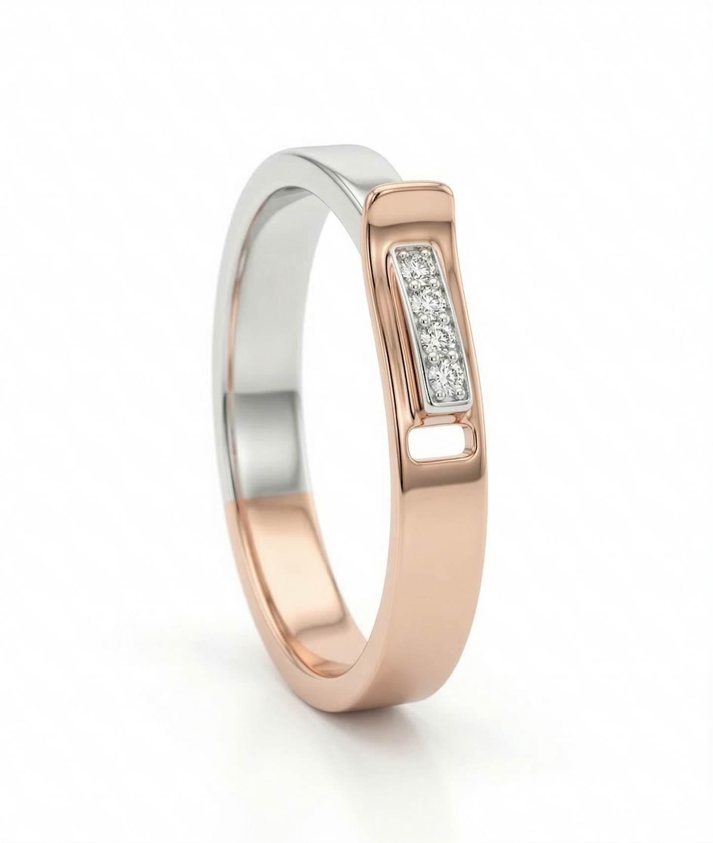 Valerio Dual Tone Bar 18kt Diamond Ring For Men
