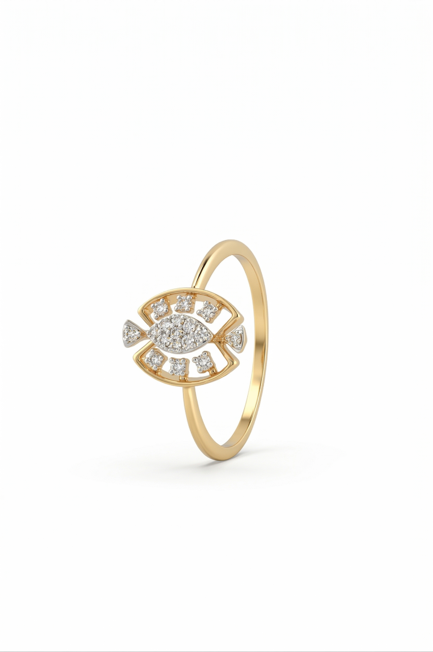 Sparkling Fish Motif 18kt Diamond Ring for Daily Wear
