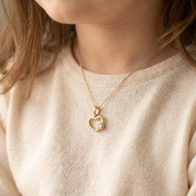 18KT Gold Diamond Heart Pendant for Kids