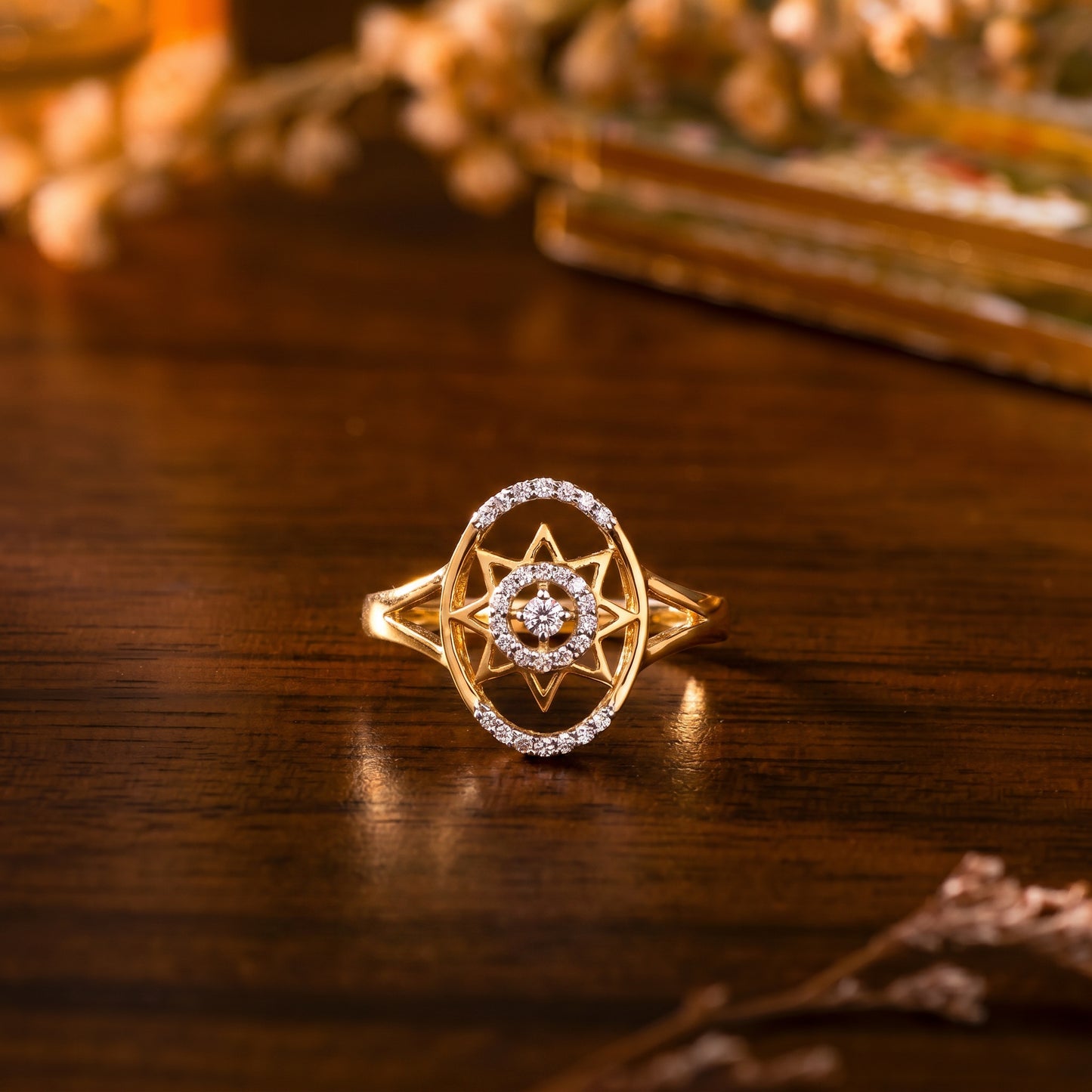 Star Halo 18kt Diamond Ring for Women
