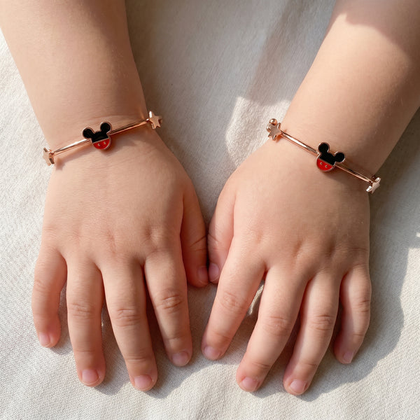 Chutti Kids Mickey & Star 18kt Rose Gold Bangle Pair