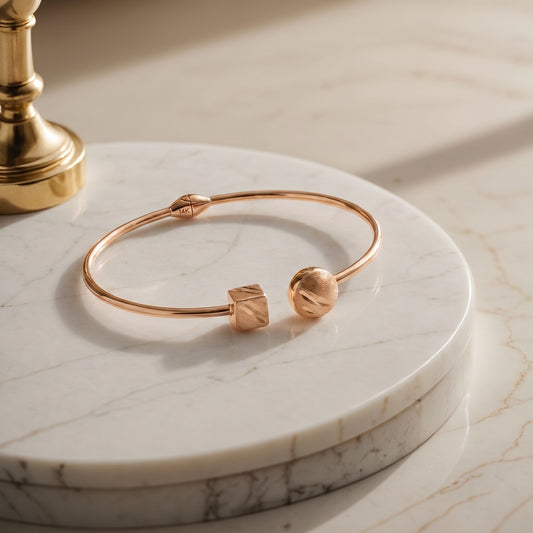 18Kt Rose Gold Open Cuff Bangle for Women