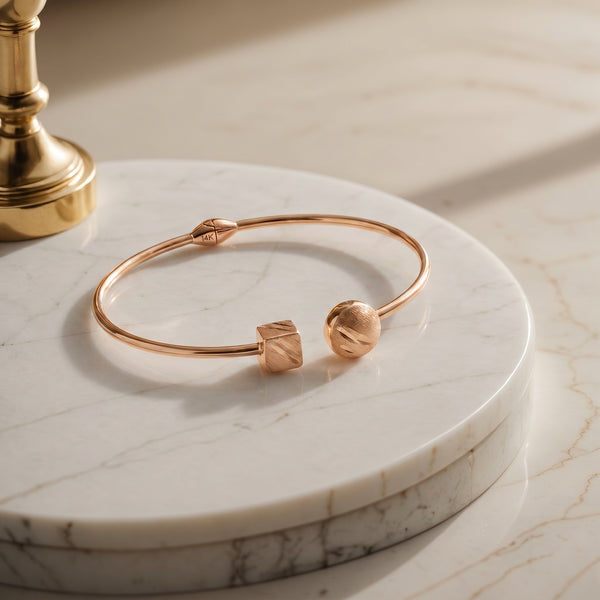 18Kt Rose Gold Open Cuff Bangle for Women